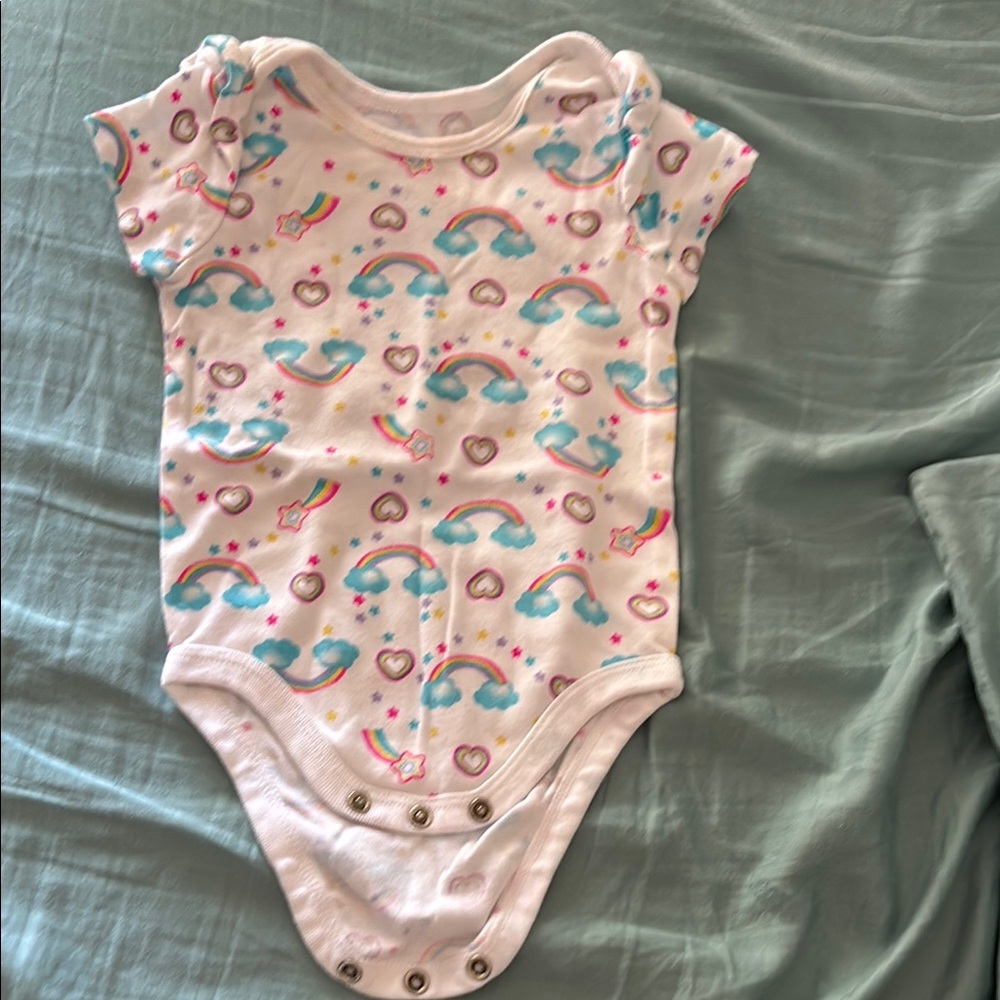 Rainbow and Heart Patterned Kids One Piece